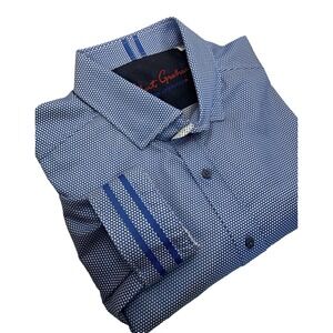 Robert Graham Modern American Tailored Fit L/S Button Up Shirt Men's‎ 2XL Blue